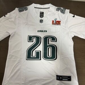 Saquon Barkley Eagles White Super Bowl Jersey Mens M-XL